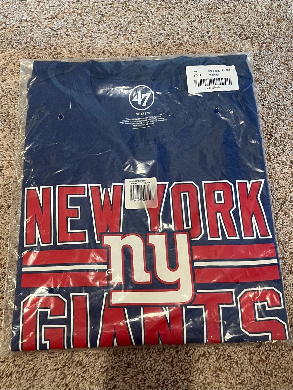 47 Brand Navy New York Giants Graphic Tee with Red & White Logos